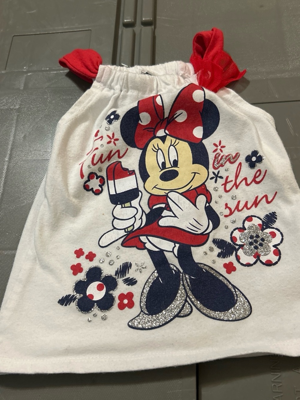 Disney White Red Navy Minnie Mouse Tank Top